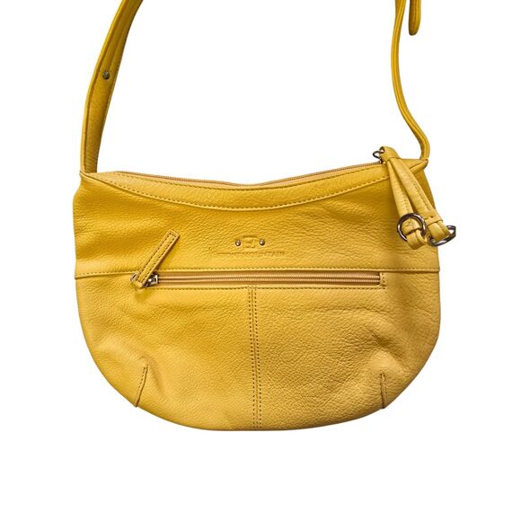 VTG Stone Mountain Mustard Yellow Leather Shoulder Hobo Bag Y2K Minimalist - Picture 3 of 8